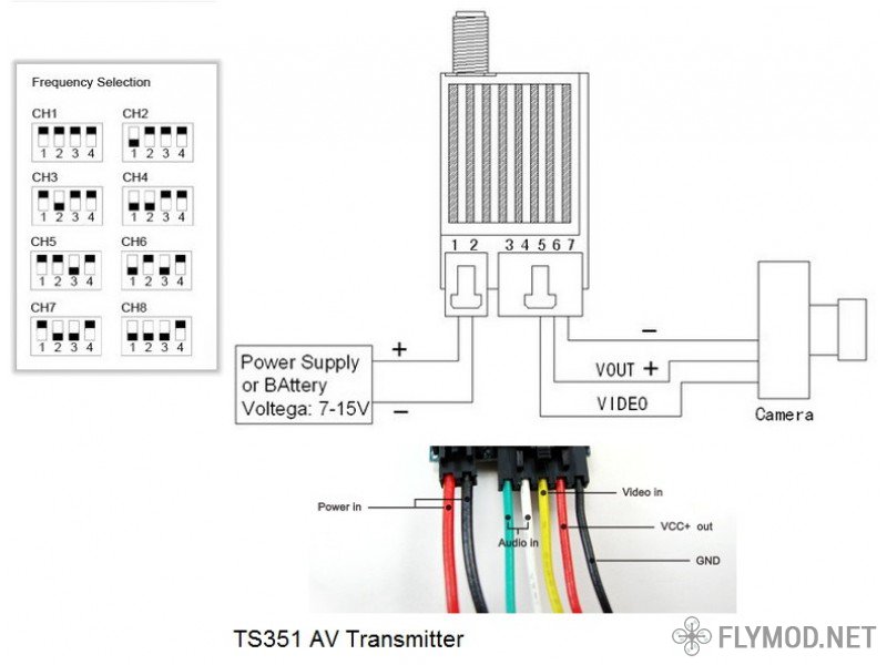 Boscam TS351 200 mW  схема подключения