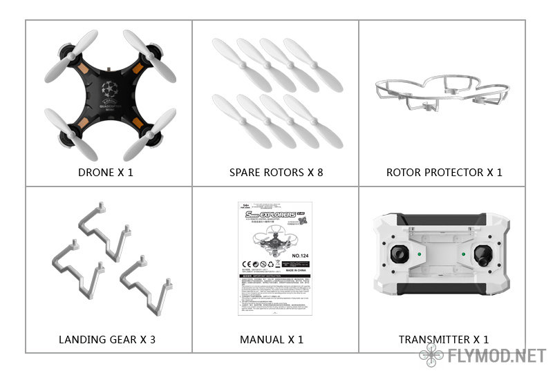 Мини квадрокоптер FQ777-124 Pocket Drone комплектация