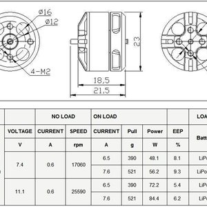 Dys BE1806 2300KV бесколлекторные моторы для мини коптеров  Схема