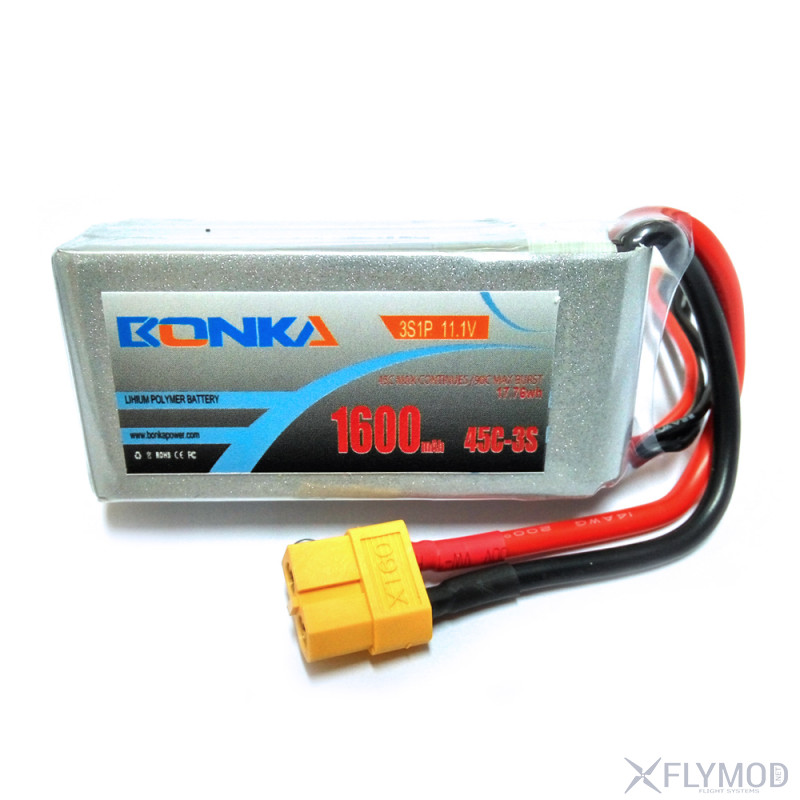 Аккумулятор Bonka BK 1600 mAh 3S 11 1V с током разряда 45С