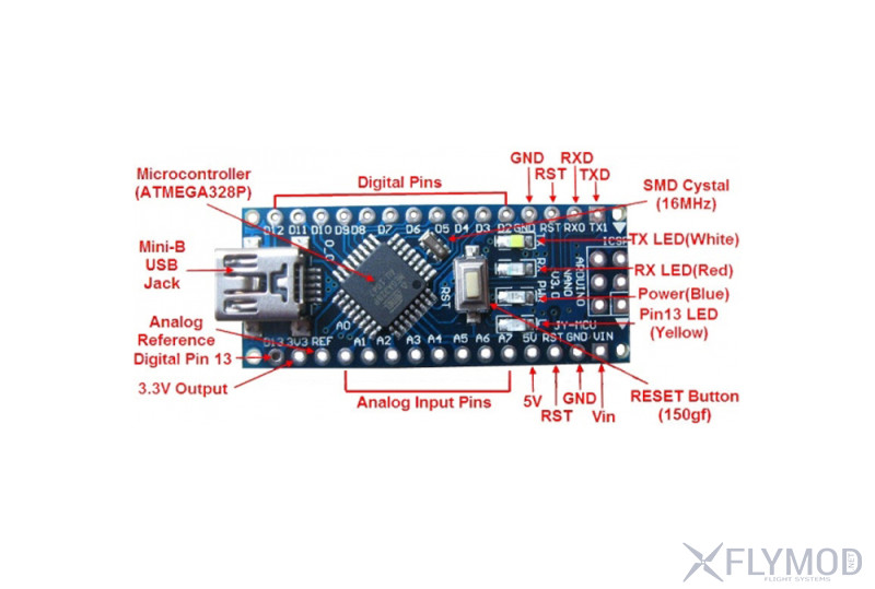 схема  Arduino Nano V3 0 контроллер ATmega328