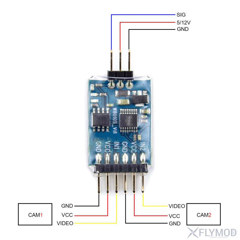 Переключатель видео сигнала для fpv video signal switcher for fpv свитчер канала видеокоммутатор 3-канальный wiring распиновка подключение схема