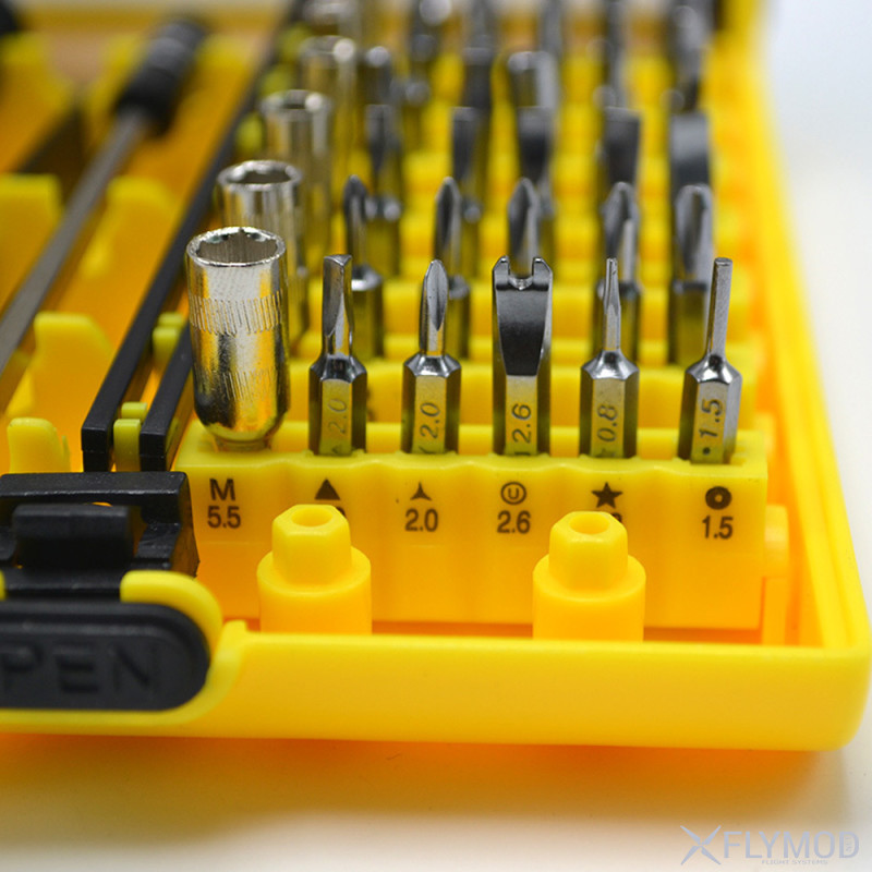 Набор инструментов для ремонта электротехники  45 инструментов  ELECALL  близкий ракурс  насадки