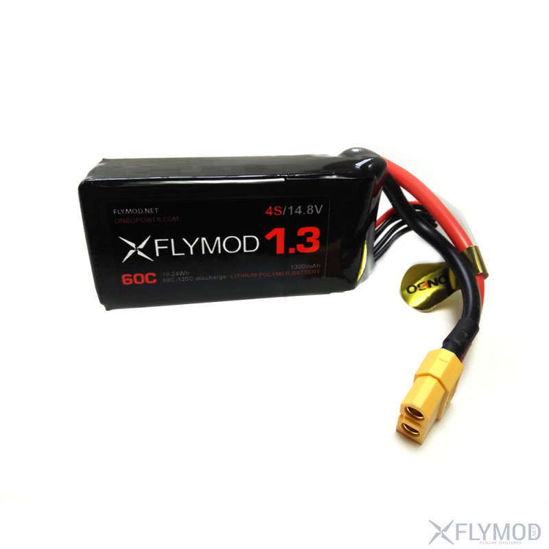 Аккумулятор LiPo Flymod 1300 mAh 4s 14 8V 60C  Для мини квадрокоптеров 180  210  250  ONBO