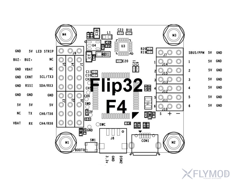 Контроллер полета flip32 f4 flight controller новый полетный контроллер f405 acro