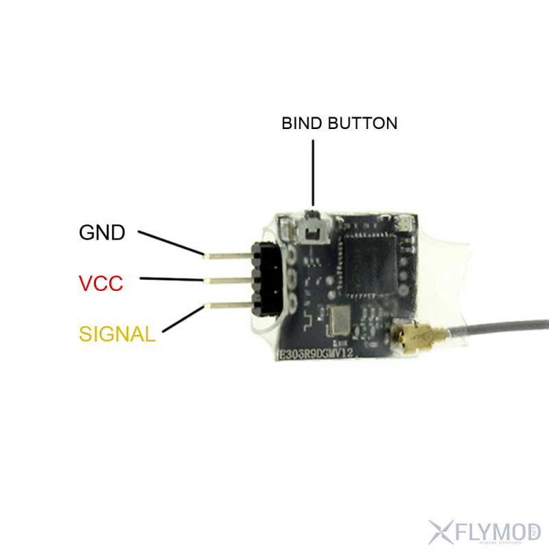Мини приемник Radiolink R6DSM на 10 каналов 2 4Гц СХЕМА бинд bind button