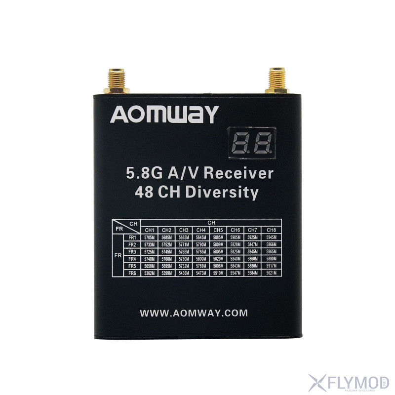 Приемник видео fpv aomway 5 8ghz c записью видео dvr 48 каналов диверсити diversity видеорегистратор rx006 div006 dual receiver