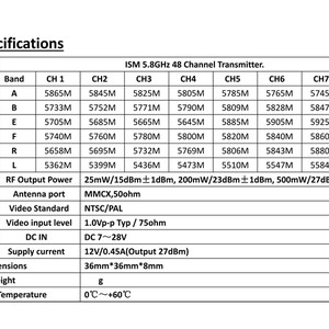 Видео передатчик skyzone stm40 5 8ghz 48 каналов video transmitter channel raceband wireless