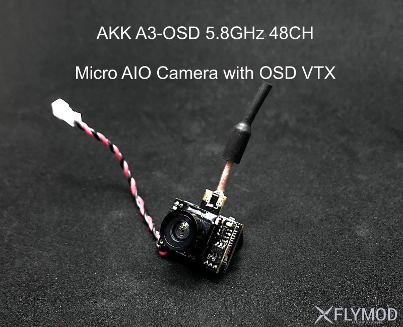 akk a3-osd 5 8ghz 48ch 0 1mw 25mw 200mw switchable micro aio camera with osd vtx Микро камера с видео передатчиком