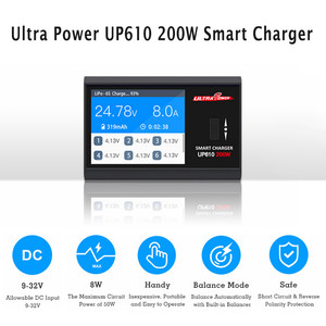 ultra power up610 200w pocket smart charger for rc lipo lihv liion life nimh nicd pb Зарядное устройство discharger