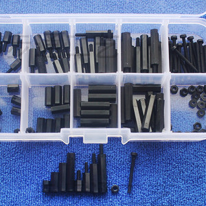 m2 black nylon plastic round phillips screw nut 120 pcs box set black Нейлоновые стойки 120шт Проставки
