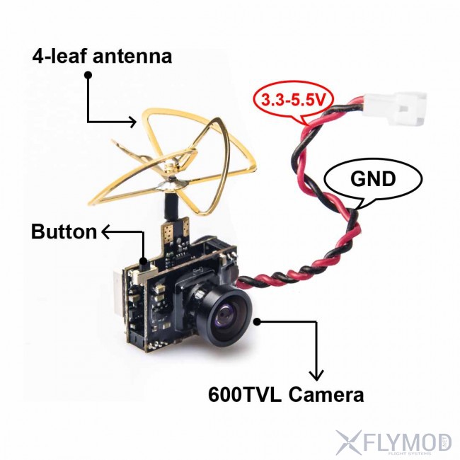 Микро камера с видео передатчиком akk a3 25mw 50mw 200mw 5 8ghz на 40 каналов aio fpv комплект
