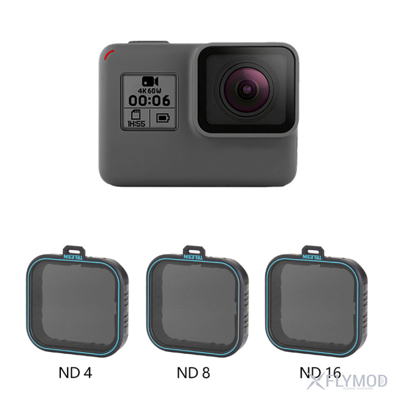 Набор нейтральных nd светофильтров telesin для экшн-камер gopro hero 7 6 5 nd4 nd8 nd16