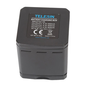 Зарядный бокс telesin для 3-х аккумуляторов экшн камер gopro hero 5  6  7 батарей устройство зарядка