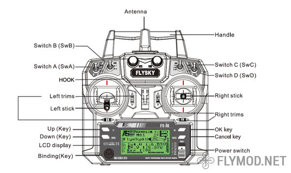 Аппаратура радиоуправления flysky fs-i6 с приемником fs-ia6 ресивер передатчик fs-ia6b
