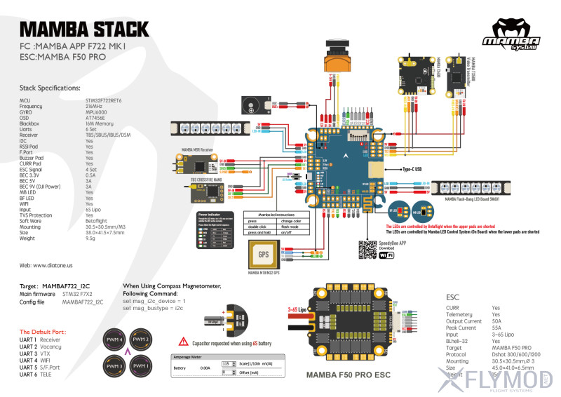 Регулятор скорости 4 в 1 diatone mamba f50pro 50a 6s blheli_32 dshot 1200 mk1 stack wiring diagram схема подключения