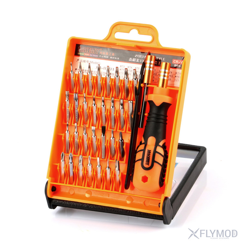 Набор инструментов jakemy jm-8101 33 в 1 для ремонта электротехники бит с держателем пинцетом отвертки