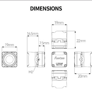 Размеры Камера RunCam Phoenix 2 1000TVL 1 2  CMOS 4 3 16 9 PAL NTSC Special Edition