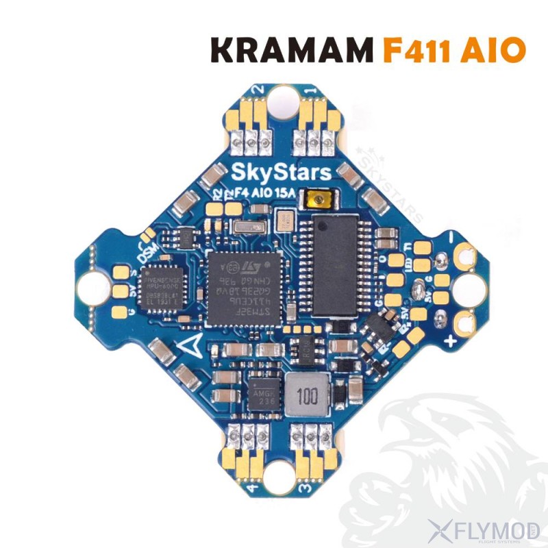 Контроллер полета skystars kramam f411 aio с встроенным esc 2-4s 15a