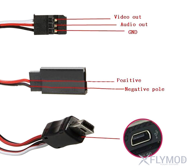 video output 5v dc power bec input cable fpv кабель для gopro hero 3 4 с питанием  mini usb в av