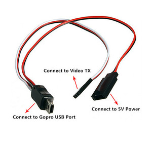 video output 5v dc power bec input cable fpv кабель для gopro hero 3 4 с питанием  mini usb в av