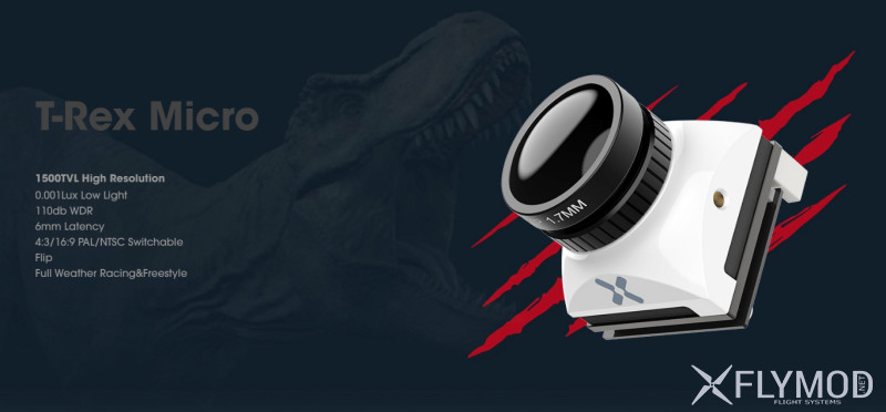 Камера для fpv foxeer t-rex micro 1500tvl 2mp cmos 4 3 16 9 ntsc pal