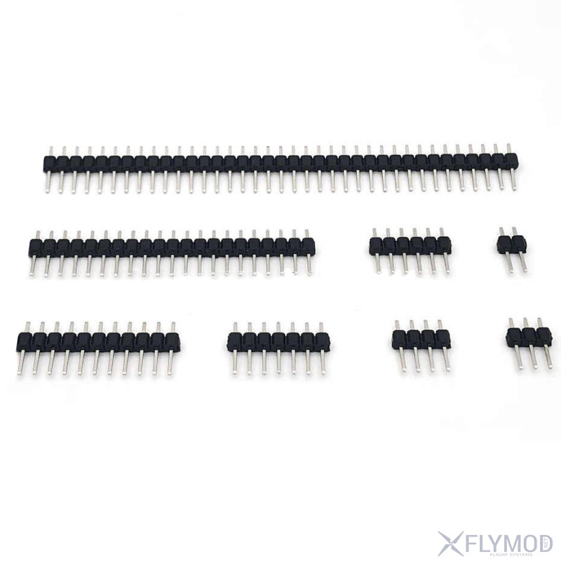 Штыревые однорядные разъемы на плату 2 54мм  Черные 2 0mm pitch single row pin straight copper headers