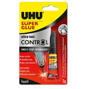 Клей моментальный uhu super glue control блистер 3г тюбик direct stop