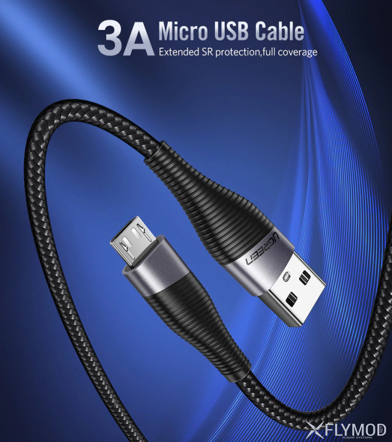 Кабель ugreen usb 2 0 to micro usb cable braided 2м