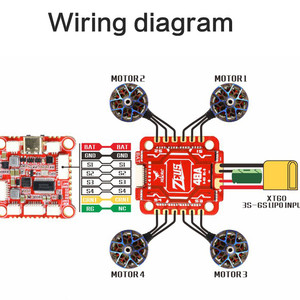 Полётный стек hglrc zeus f748 c контроллером f722 и esc 48a 3-6s lipo stack польотний стак wiring diagram схема раписновка подключения