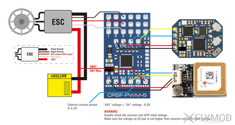 Преобразователь сигнала конвертер matek crsf to pwm converter схема подключения распиновка wiring