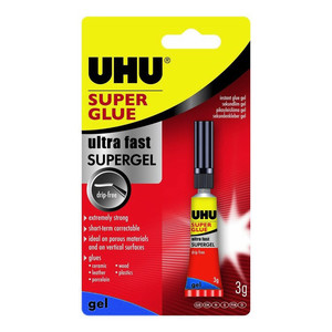 Супер клей uhu supergel Ультрабыстрый 3г блистер моментальный тюбик glue гель sekundenkleber секундный моментальный