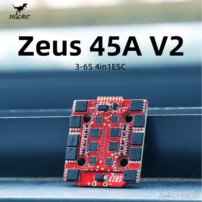 hglrc zeus 45a v2 4in1 esc 3-6s blheli_s with for fpv racing drone freestyle Регулятор скорости 4в1