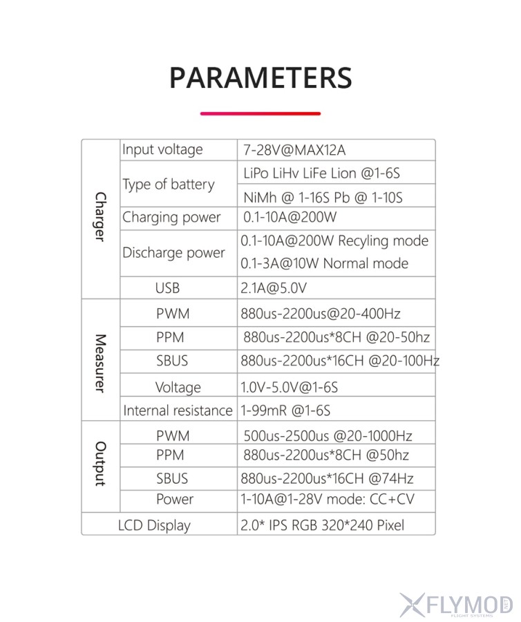 Технические характеристики Зарядное устройство ToolkitRC M7 200W 10A 1-6S