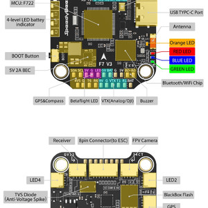 Схема выводов pin-outs Полетный контроллер F7V3