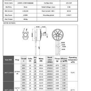 Характеристики Бесколлекторный мотор Flymod Gravity X2807 1350KV