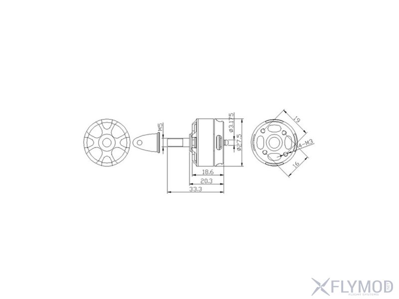 Моторы SunnySky X2207S 2100KV бесколлекторные схема мотора