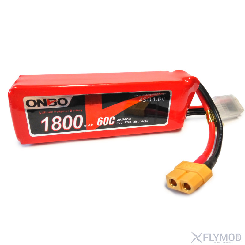 Аккумулятор lipo onbo 1800 mah  4s 14 8v с большим током разряда 60c