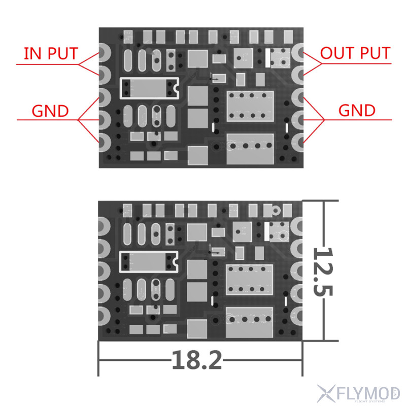 Lantian мини DC-DC понижающий регулятор напряжения 3А на 5Вольт  разьемы подключения плата и схема  размеры  габариты платы