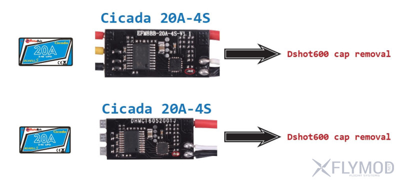 Sunrise Cicada 20а cap remove dshot 600 поддержка переделка