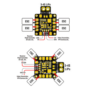 Распределительная плата Matek XT60 с бэками на 5V и 12V возможность компоновки регуляторов X-shaped и H-shaped схема