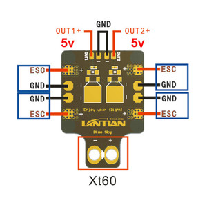 Распределительная плата Lantian XT60 V2 с бэками на 5V и 5V схема подключения платы