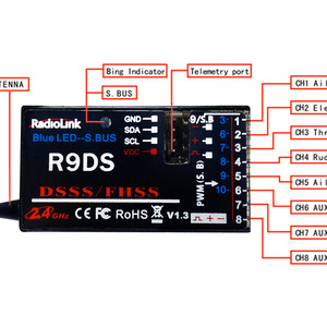 Приемник radiolink r9ds на 9 каналов receiver radiolink r9ds channels