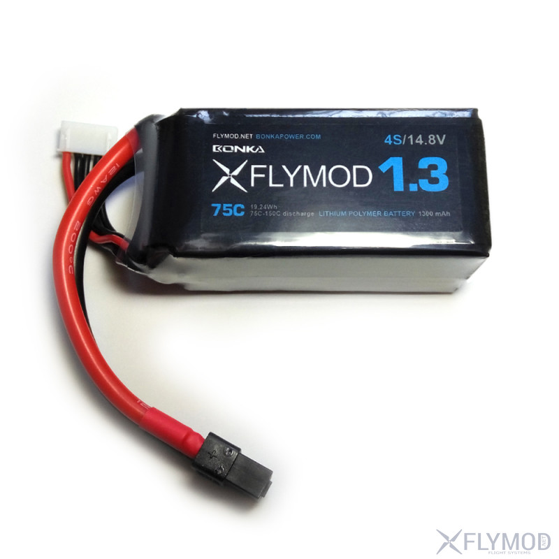 Аккумулятор LiPo Flymod 1300 mAh 4s 14 8V 75C  Bonka