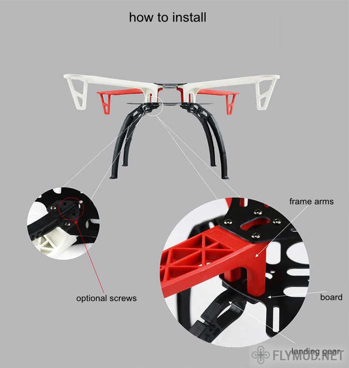 Посадочные ножки для рам DJI F450 F550 как установить