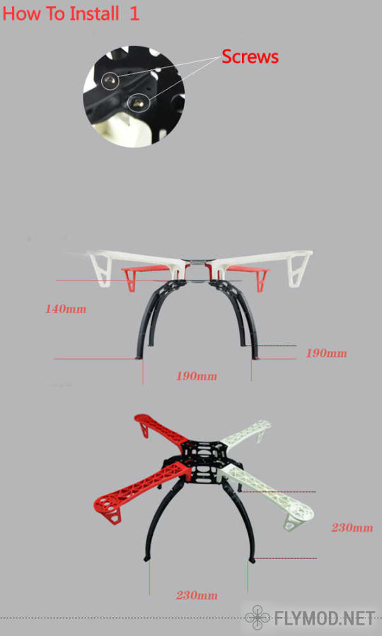 Посадочные ножки для рам DJI F450 F550 как установить