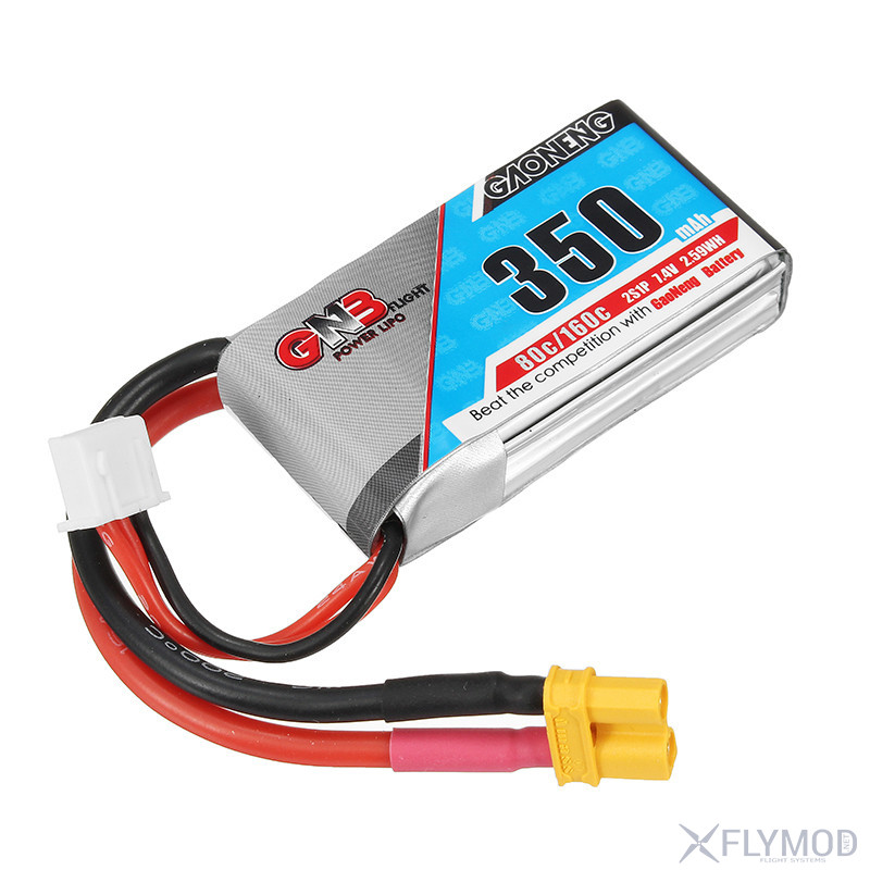 Аккумулятор gaoneng 350mah 2s 7 4v 80c accum battery банка lipo мини fpv gnb xt30