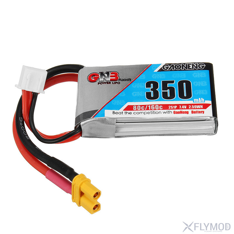 Аккумулятор gaoneng 350mah 2s 7 4v 80c accum battery банка lipo мини fpv gnb xt30