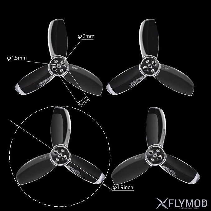 gemfan 2 two-inch blades 1940  indoor brushless through 1104 motor indoor fpv пропеллер винт лопасть гемфан вентилятор