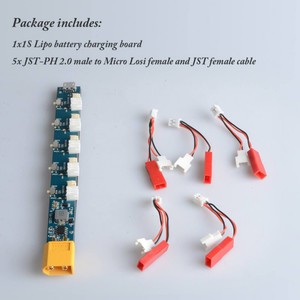 Переходник akk для одновременного заряда 5 аккумуляторов 1s 3 7v плата lipo micro jst-ph1 25  jst-ph2 0 battery charging board